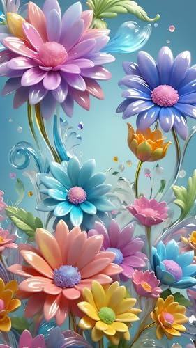 ARTGOTO Diamond Painting Eckige Steine Groß XXL Bilder Erwachsene,40x70cm Blumen A,5D Diamant Painting Set Viereckige Quadratische Steine mit Zubehör Für Wohnzimmer Dekoration