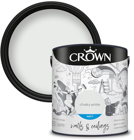 Crown Walls & Ceilings Matt Emulsion Paint, Size 2.5L, Chalky White