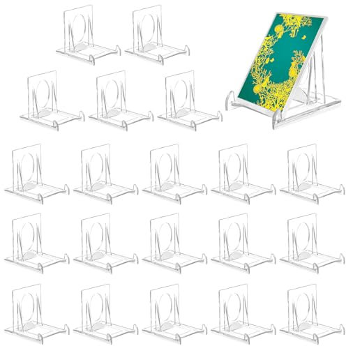 YFPOPONE Clear Plastic Display Stand 20 Pcs Display Stand Adjustable Acrylic Display Stand Clear Acrylic Stands for Display Easel Multifunctional Display Holder for Plates,Mobile Phones,Books,Photos