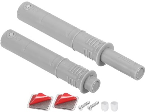 sourcing map 2 Pcs Magnetic Push Latches for Cabinet Door, 2.87x0.4 Inch Push to Open Door Latch Cabinet Hardware, Hidden Door Release Drawer Pull on Closet Touch, Plastic Grey 73x10mm