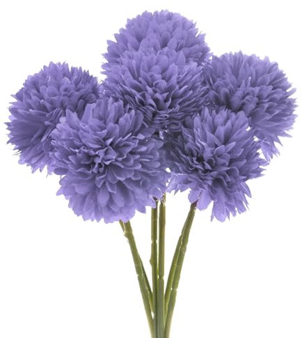M METERXITY 6-Pack Flores de Bola de Crisantemo Artificial, 11 Ramo de Hortensias de Seda Falsa Toque Real Flores Falsas para Hogar/Boda/Navidad/Fiesta/Jardín Oficina [Morado]
