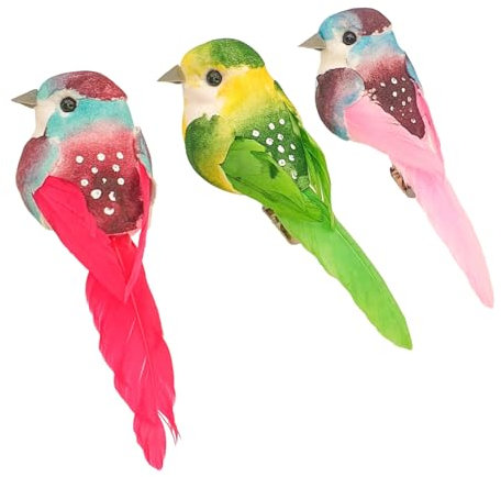 Deko-Vögel mit Klammer 3 Stück 9,3 x 3 x 2,7 cm Dekoration Weihnachten Frühling Deko Tiere Deko