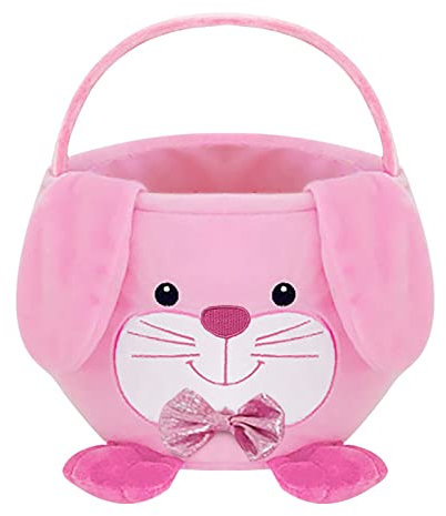 Osterkörbchen Mit Henkel, Osterkorb Kinder Osternest Korb, Ostertasche Hase Mit Ohren Zum Befüllen, Ostergeschenke Kinder Maedchen Junge Personalisierte Osterkorb Osternest Plüsch Osterkörbchen (Rosa)