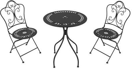 AXI Marilou Table et Chaise Bistrot, 2 Chaises 1 Table, Ensemble Bistro Extérieur, Anthracite Romantique - Salon de Jardin Bistrot, Table Bistrot Mosaique pour Jardin/Balcon/Terrasse