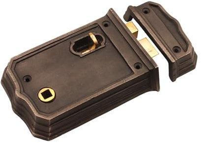 Infinity Decor Ancien Style victorien Serrure à bord en fer finition étain – Serrure traditionnelle de sécurité pour intérieur de salle de bain, chambre à coucher