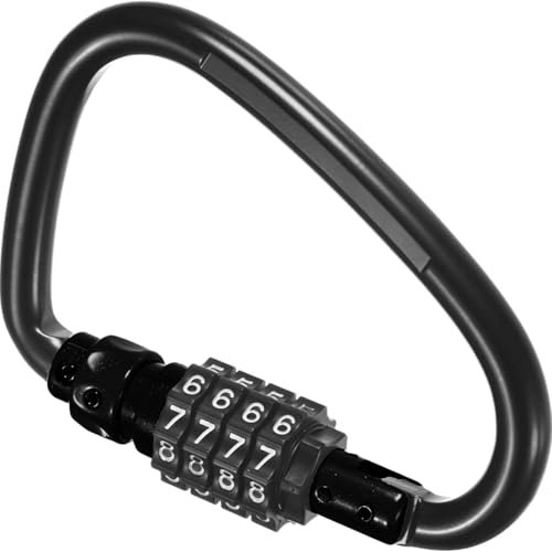 1 - Pack Large D - Shaped Combination Lock - Heavy - Duty 4 - Digit Security, 4.37IN Trigger Buckle Clips, Ideal for Bike, Helmet, Travel Suitcase, Luggage, Backpack & Outdoor Adventures, （Black）