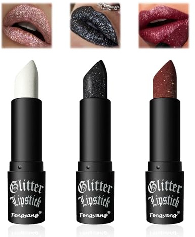 Fengyang® Glitzer Lippenstift, Matte Glitter Lipstick Lip Gloss, Diamond Metallic Funkelnder Matt Lippenstift, Wasserdichter Lang Anhaltender Lipgloss, Non-Stick Cup Lipstick für Frauen