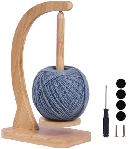 Premium Bamboo Magnetic Yarn Holder - 400g Heavy Duty Rotating Yarn Ball Dispenser with Smooth Bearings, Tangle-Free Portable Thread Spinner for Knitting, Crochet, Craft Gifts