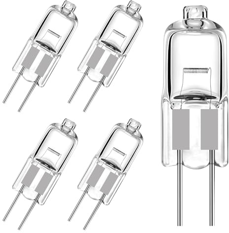 Aihoom - Lote de 5 bombillas halógenas G4, 12 V, 10 W, color blanco cálido, 2800 K, 130 lm, bombillas de casquillo de pines, regulable para campana, cocina, sala de estar, dormitorio [clase energética