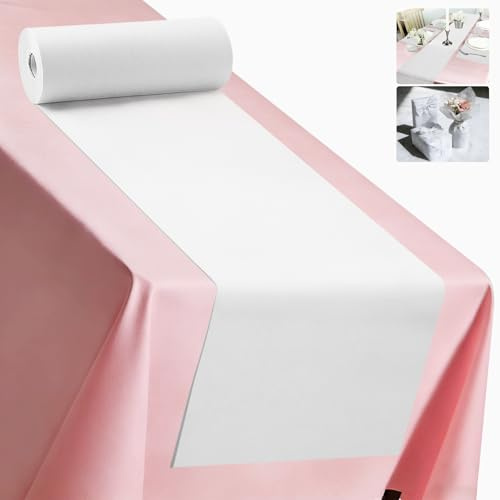 ddckj Vlies Tischläufer Weiß 30cm x 35m Tischläufer Weiß Dekoratives Tischband für Taufen, Kommunionen, Hochzeiten, Geburtstage, Weihnachten und andere Feierlichkeiten, 30g/㎡