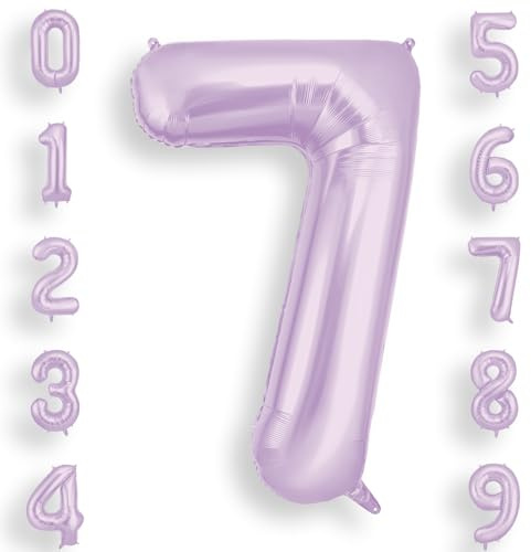 AOOSU Zahlen Luftballon 7 Lila, 40 Zoll Folienballon 7 Geburtstag Helium Ballon 7, 101cm Zahlenballon 7 Ballon für 7 Jahre Geburtstagsdeko Kinder Mädchen Junge und Jahrestag Dekorationen