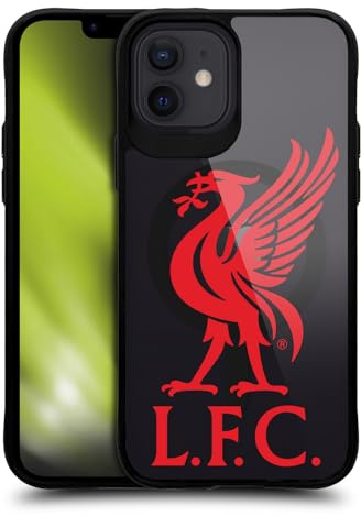 Liverpool FC LFC Liverbird Oversized Logo Icon Black Shockproof Bumper Case [Military Grade Protection] Compatible with Apple iPhone 12 / iPhone 12 Pro and Compatible with MagSafe