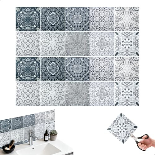 Carrelage Adhesif Mural Salle de Bain 20 Pièces 15x15cm,Rétro Carreaux Adhesif Cuisine Résistant à L'huile et Imperméable,Stickers Carrelage pour Mural,Crédence Cuisine,Bordures et Salle Bain
