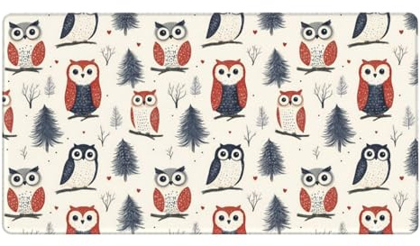 Grand tapis de souris de jeu – Base en caoutchouc imprimé chouette dans les bois, tapis de souris pour ordinateur portable, tapis de souris pour ordinateur portable, tapis de souris pour clavier PC