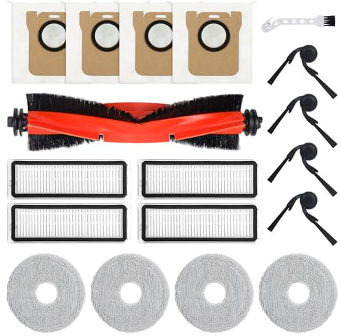 Spofan Accessoires de Rechange pour Xiaomi 5/5 Pro Robot Aspirateur | 1 Brosse Principale, 4 Brosses Latérales, 4 Filtres HEPA, 4 Serpillières, 4 Sacs à Poussière, 1 Brosse de Nettoyage