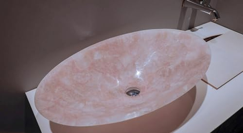 Lavandino in quarzo epossidico I Lavabo al quarzo rosa I 61 x 48 cm Lavabo artigianale Lavabo a mano I Pietra Rosa Polvere Lavabo da camera Lavabo da appoggio Aspetto moderno Lavabo da appoggio