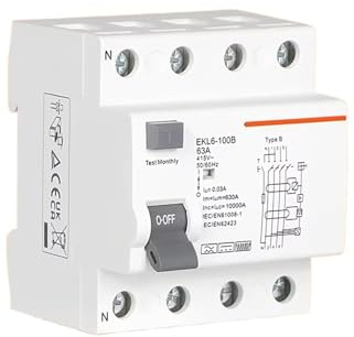 Disjoncteur différentiel différentiel type B EKL6-100B, 2P, 4P, 40 A, 63 A, 100 A, 30 mA, 300 mA, rail DIN 220 V(4P 63A 30MA)