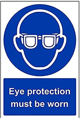 V Safety Eye Protection Must Be Worn PPE Sign - 200mm x 300mm - Self Adhesive Vinyl