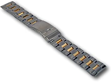 Uhren Pevak® Edelstahl Uhrenarmband BiColor 20mm Uhr Metallband mit Faltschliesse Uhrband Armband 1