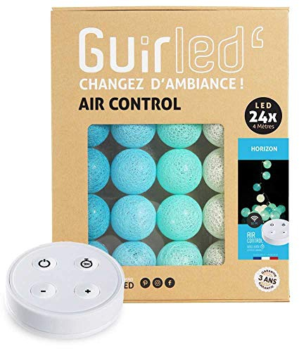 GuirLED - LED Baumwollkugeln Lichterkette USB - Drahtlose Fernbedienung - Baby Nachtlicht 2h - Dual USB 2A Netzteil enthalten - 4 Intensitäten – 24 Kugeln 2.4m - Horizont