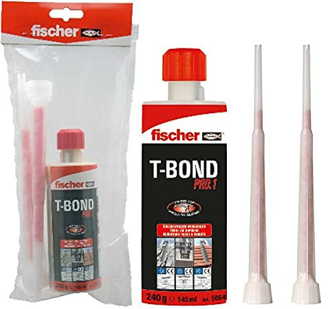 Fischer T-BOND 150 Pro.1, Tassello Chimico in Resina Hybrid, Ancorante ad iniezione Bi-componente Ibrido per Calcestruzzo Fessurato e Muratura