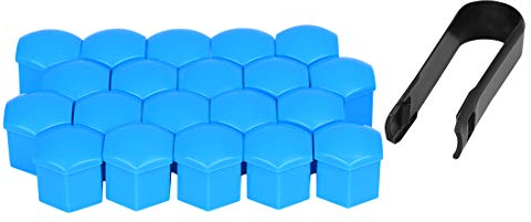 X AUTOHAUX 20Stk. 21mm Universal Radschraubenkappen Radschrauben Radmuttern Kappen Plastik Abdeckkappe für Auto Blau