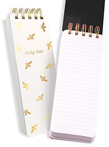 Eccolo Notizblock, Spiralbindung, stabiles Cover, 7,6 x 21,6 cm, 300 Seiten, Busy Bee