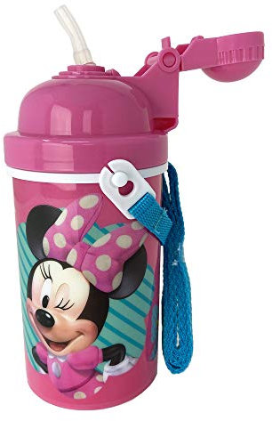 Minnie Mouse Water Bottle 12 oz Popup Lid & Shoulder Strap