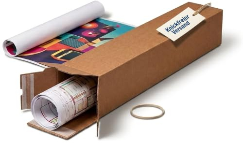 KK Verpackungen Versandhülse DIN A1 10 Stück, 610x105x105mm Lange Faltkartons | Selbstklebeverschluss & Aufreißfaden | Wellpappe, portooptimiert ohne Sperrgut | Posterversand, Planversand