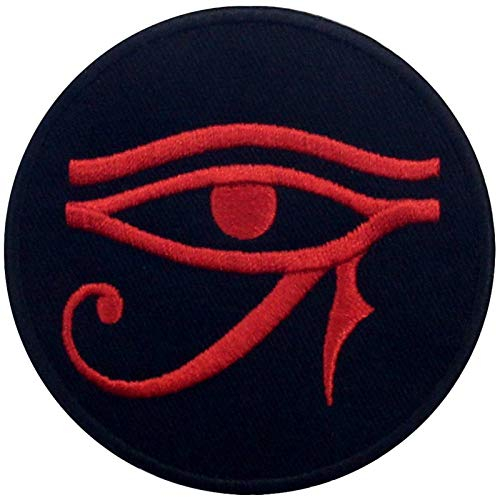 Auge von Horus Wedjat Bestickter Aufnäher zum Aufbügeln/Annähen, Rot schwarz