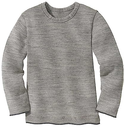 disana Strick-Pullover, 100% Bio-Merinowolle GOTS, IVN Best | Zeitloses Design | Kleinkind, Kind, Unisex | Made in Germany| Grau Gr. 122-128