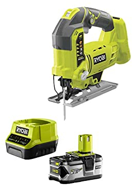 Pack scie sauteuse pendulaire RYOBI 18 V One+ R18JS-0-1 batterie 18V One+ 4.0Ah LithiumPlus - 1 chargeur rapide 2.0Ah Lithium-ion RC18120-140
