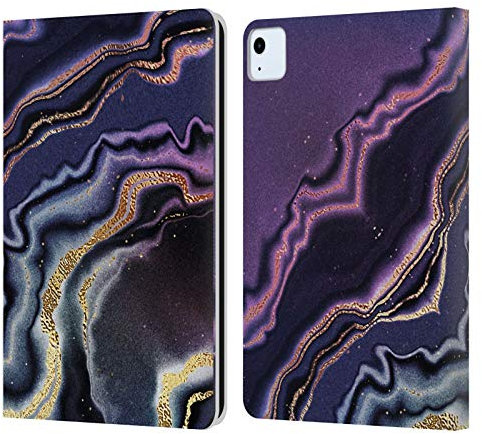 Head Case Designs Offizielle Monika Strigel Purpurrot 4 Traum Wellen Marmor Leder-Wallet-Hülle Kompatibel mit Apple iPad Air 11 2020/2022/2024/2025