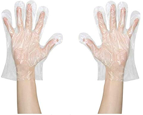 Yicare Lot de 100 grands gants jetables en plastique polyéthylène transparent sans poudre, sans latex et confortables à porter pour nettoyage, cuisine et décoration