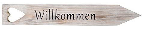 levandeo Gartenstecker Willkommen H47cm Holz Schild Garten Gartendeko Herz Dekoration Holzschild Gartenschild Deko