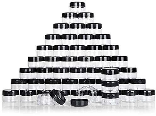 ZIQI 100 Pieces Sample Empty Containers, 20g Clear Cosmetic Container Jars with Lids, Plastic Pot Makeup Jars for Cosmetics, Cream, Lip Balm, Lip Scrub, Ointments-Leak Proof