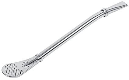 Stainless Steel Straw with Filter, Reusable Yerba Mate Straw Bombilla for Mate Tea, Drinking Straw Filtered Spoon, Tea Gourd Bombilla Straws Filtered Spoon, Silver