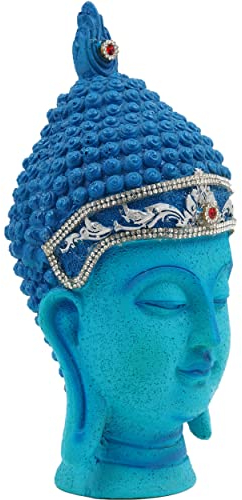Craft&Style Buddha Kopf aus hochwertigem und massivem Kunstharz türkis 21cm