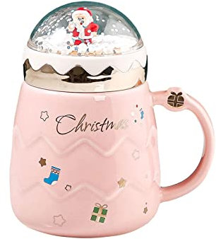 meowko Nuovo Stile Tazza di Natale in Ceramica con Coperchio, a Forma di Babbo Natale Atmosfera Festosa novità Accessorio Tazza