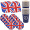 WedDecor 45pcs Set Union Jack Plates Napkins Cups Serviettes Tableware for King Charles III Coronation Party Supplies Sporting Event for BBQ Pub Royal Theme