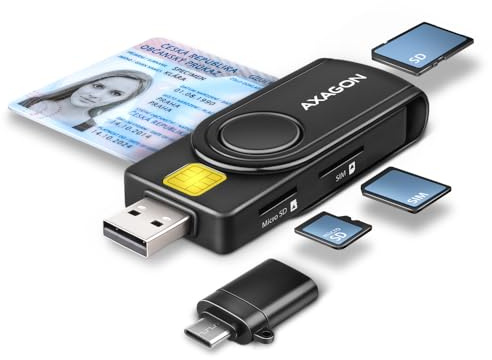 AXAGON CRE-SMP2A USB Smart Card & SD/microSD/SIM Card PocketReader