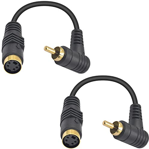 Maxhood 4pin S-Video to RCA Cable,2Pack 4pin S-Video Female to 90 Degree RCA Male Cable, S Video to Composite Video Adapter Cable for PC Computer Video AV Projector, 5.9inch