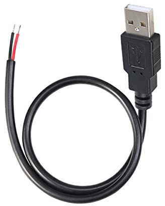 YSJJZRL USB 2.0 Stecker/Buchse auf blankes Kabel, offenes Ende, 5 V, 2 Kerne, Power Pigtail, Reparaturzinn am Schwanz, Kabel, DIY (0,3 Mio,USB-Stecker)