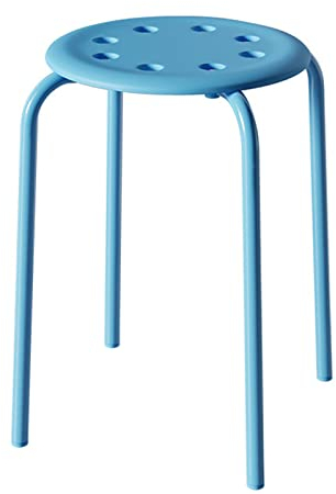 Satz von 4 Metall-Stapelhockern, runder Sitz-Barhocker aus Kunststoff, rutschfeste Fußpolster, tragbare Hocker, Klassenzimmer-Hocker for Esszimmer, Küche, Hausgarten im Freien (Color : Blue)