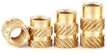 M2 Brass Hot Melt Inset Nuts Heating Molding Copper Thread Inserts Nut SL-type Double Twill Knurled Injection Brass Nut(100pcs,M2x3x4mm)