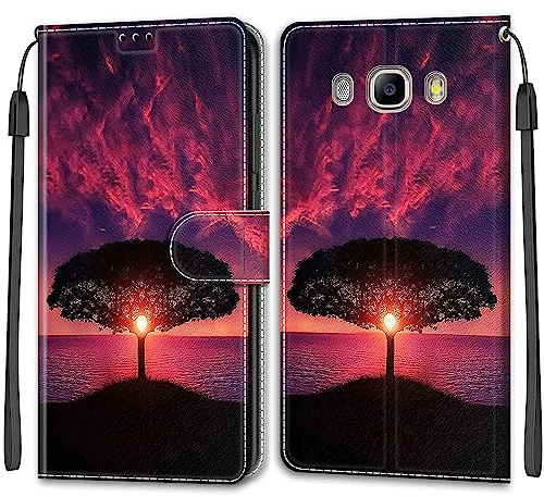 SIENIANLINE Etui pour Samsung Galaxy J5 2016, PU en Cuir à Rabat Housse Étui de Antichoc Housse avec [Fonction Stand] Coque Compatible Samsung Galaxy J5 2016