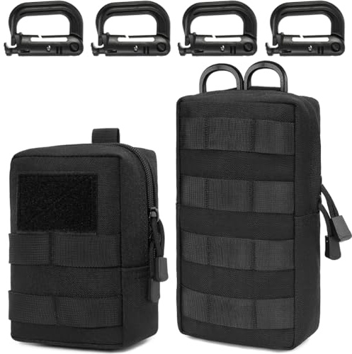 MUCHER 2 Pack Molle Bag Tactical Waist Bags EDC Utility Bum Bag Waist Bag with 4 Hooks Backpack Additional Pockets for Outdoor Hiking Hunting Camping Training