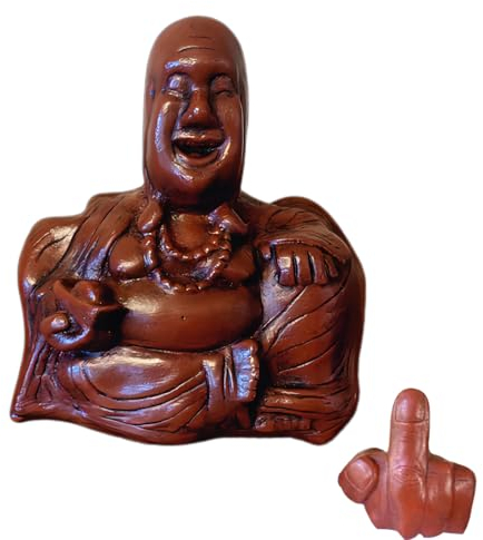 Der Buddha-Flip | Unerwartete Rückseite, Mittelfinger-Statue des lachenden Buddhas aus Kunstharz, handgefertigte Skulptur des Mittelfinger-Buddha-Flips, komische, lustige Geschenke für Freunde (1Pcs)