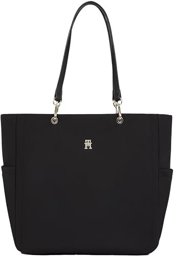 Tommy Hilfiger Damen Tote Bag Tasche Spring mit Reißverschluss, Schwarz (Black), Einheitsgröße