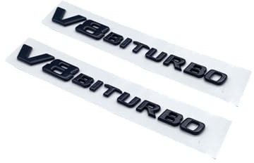 ALMVIS Glänzend Schwarze Buchstaben Zahlen Emblem C63 C63s V8Biturbo Passend for Mercedes Passend for Benz AMG Kofferraum hinten C205 S205 W205 Logo Aufkleber Auto-Logo-Aufkleber(V8 Biturbo 2pcs)
